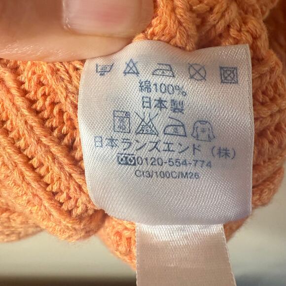 Vintage Lands End Women Cable Knit Sweater SZ S V Neck Orange Classic Fall Cotto - Picture 6 of 10